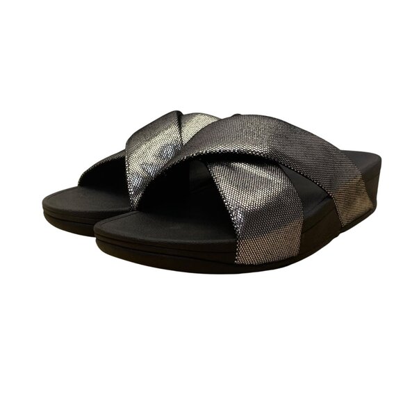 Fitflop Women’s Black Metallic Cross Strap Lightweight Sandals Size 8 - Picture 3 of 8